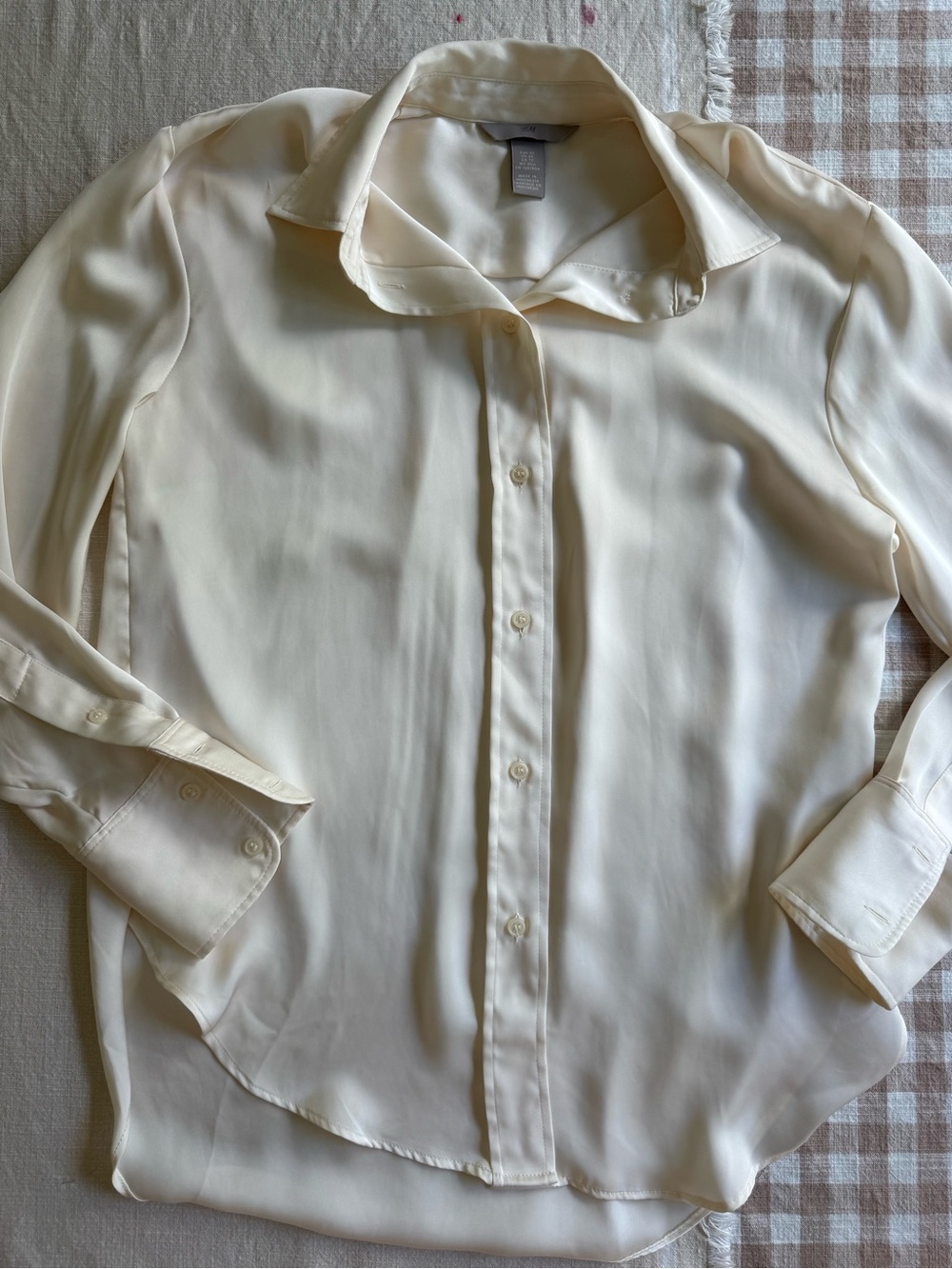 H&M silk Cream Button-Down Dress Shirt